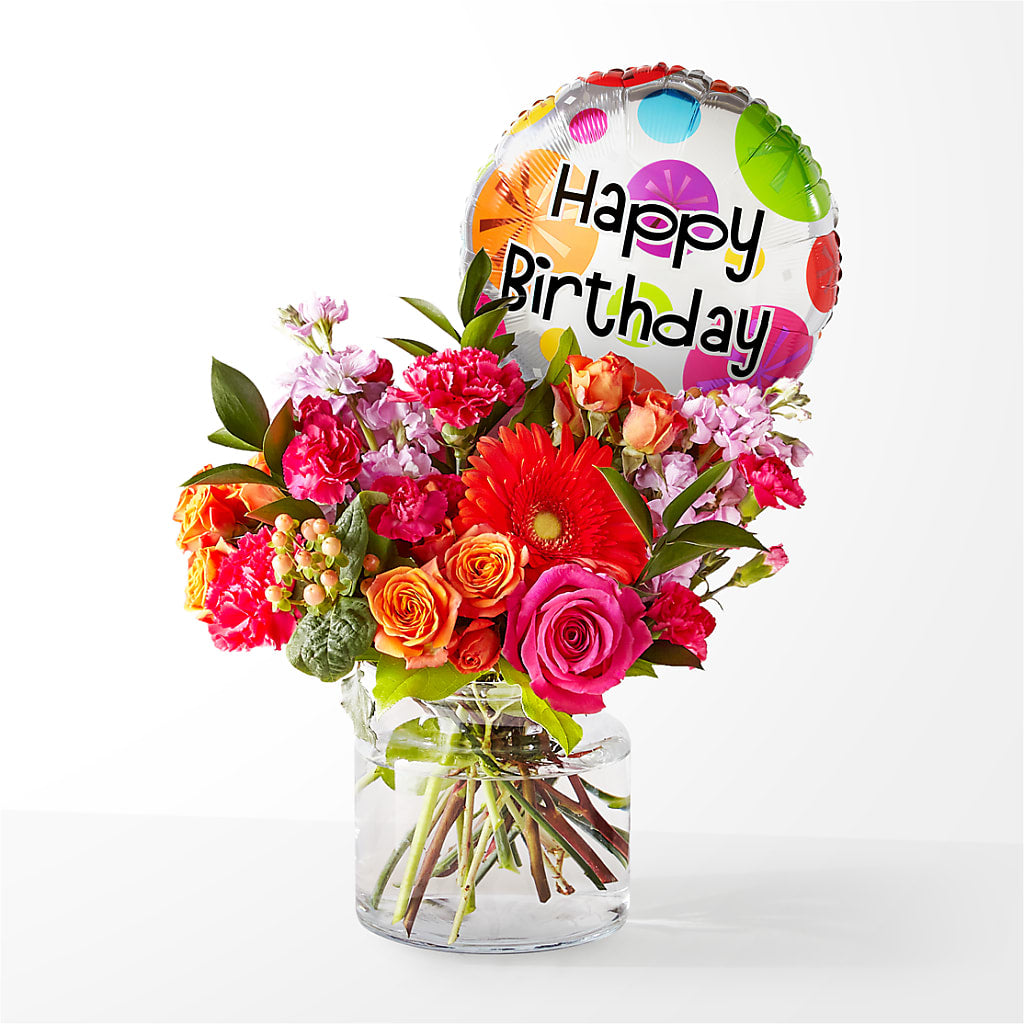 Fiesta Bouquet with Birthday Balloon – Designs By Debbie, Cassville MO