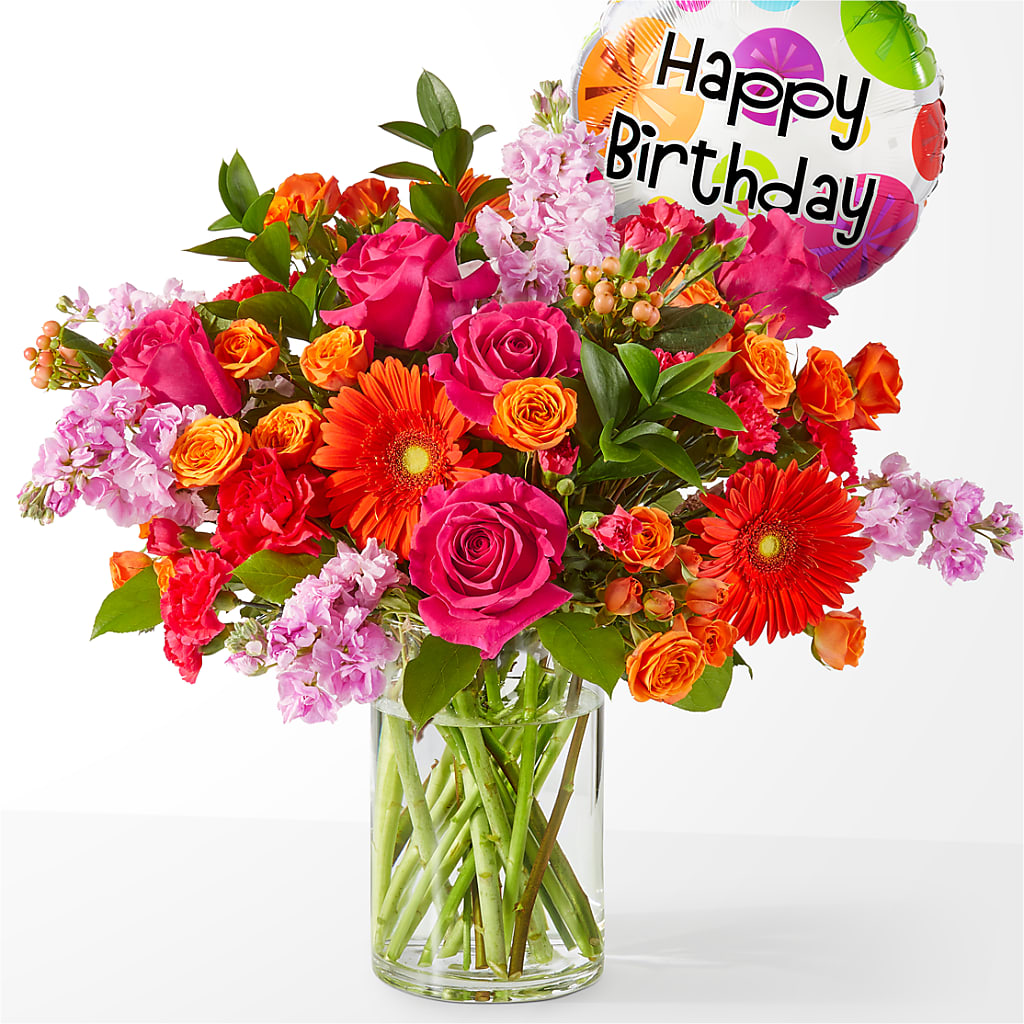 Fiesta Bouquet with Birthday Balloon – Designs By Debbie, Cassville MO