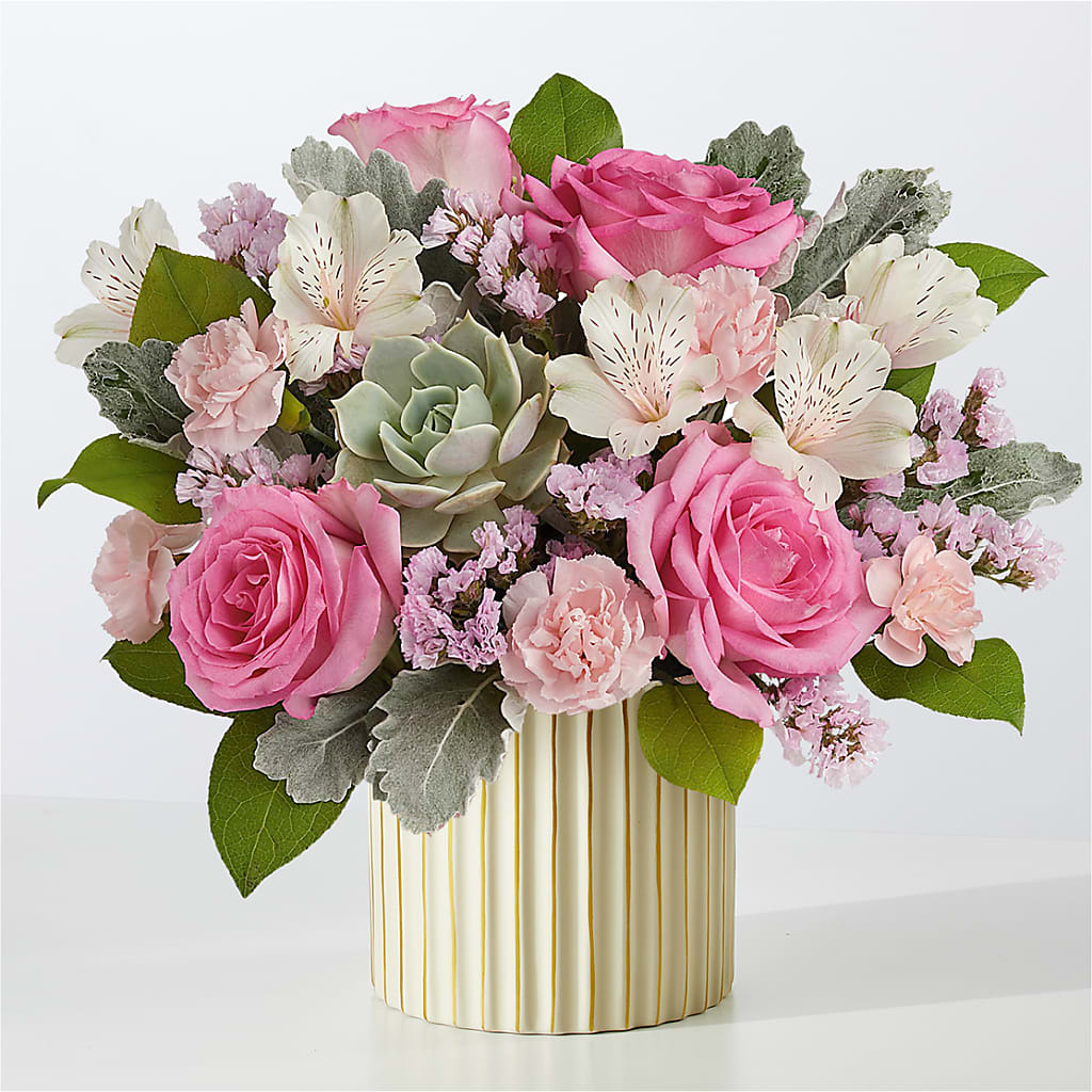 Dusty Rose Bouquet with Ivory Vase – Designs By Debbie, Cassville MO