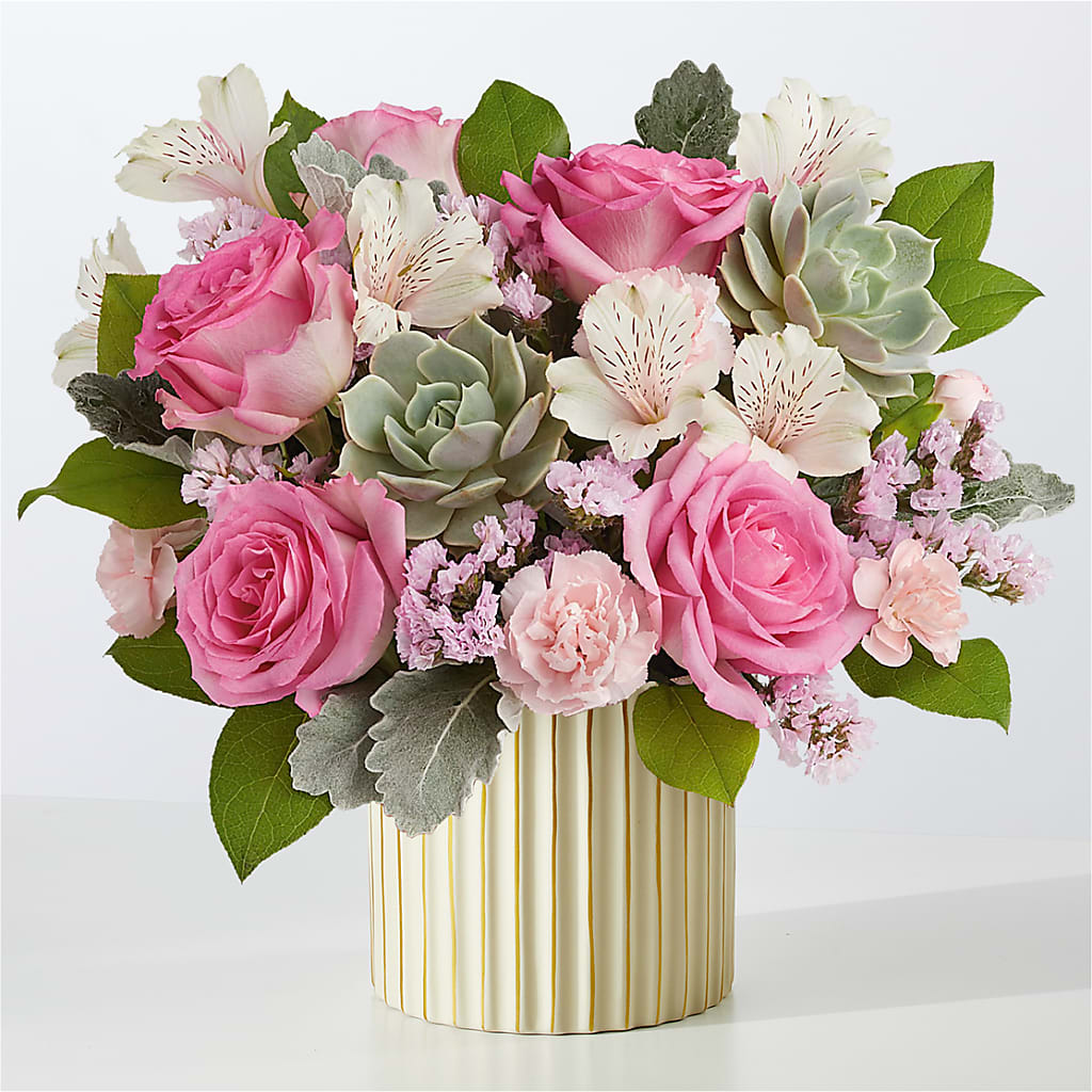 Dusty Rose Bouquet with Ivory Vase – Designs By Debbie, Cassville MO