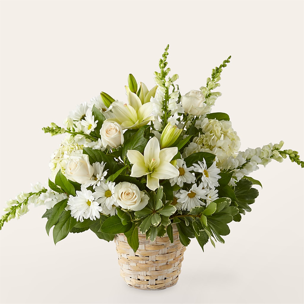 Ivory Elegance Floral Basket – Designs By Debbie, Cassville MO