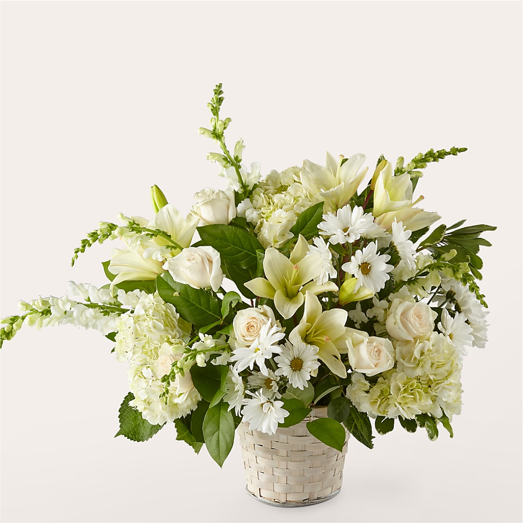 Ivory Elegance Floral Basket – Designs By Debbie, Cassville MO