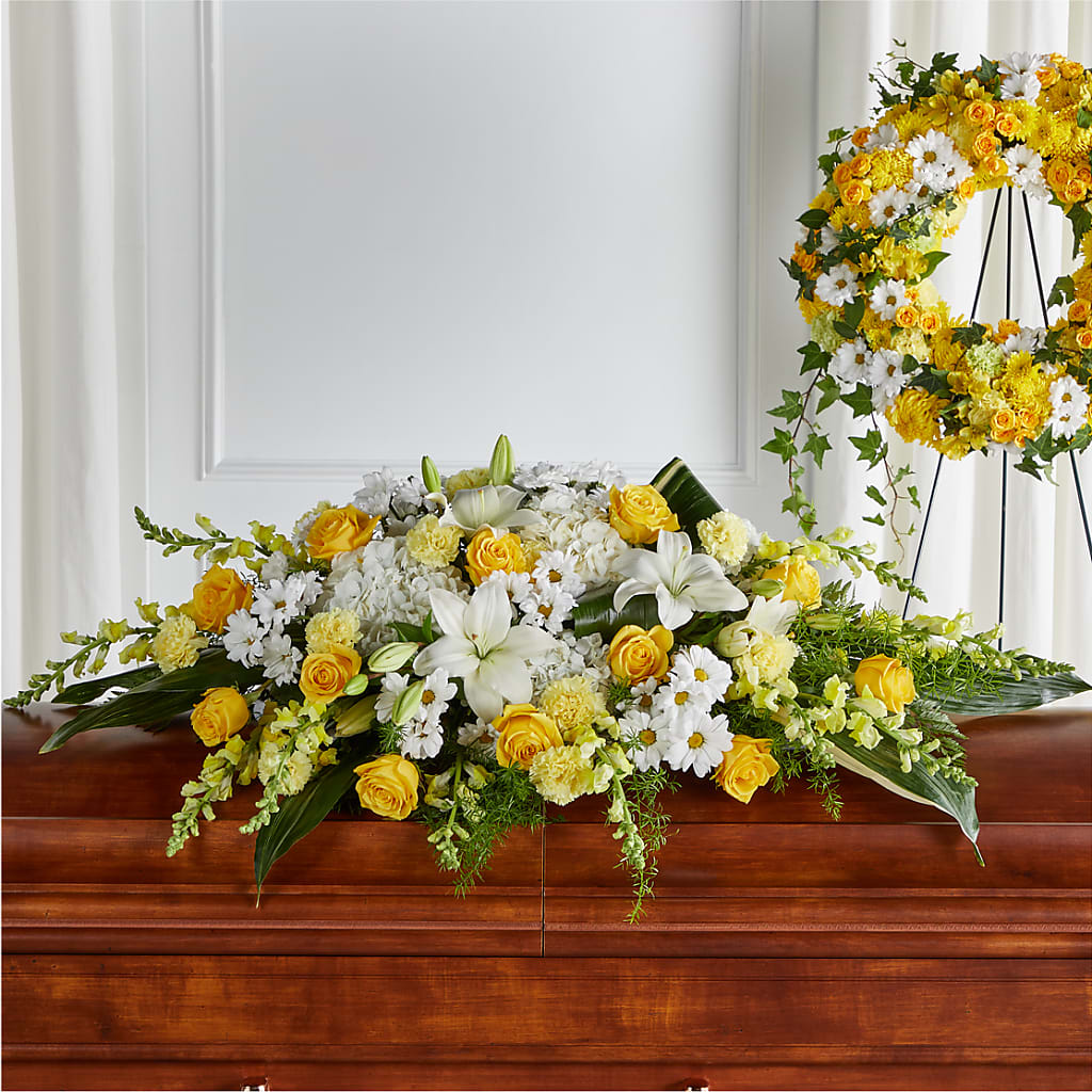 Golden Harmony Casket Spray – Designs By Debbie, Cassville MO
