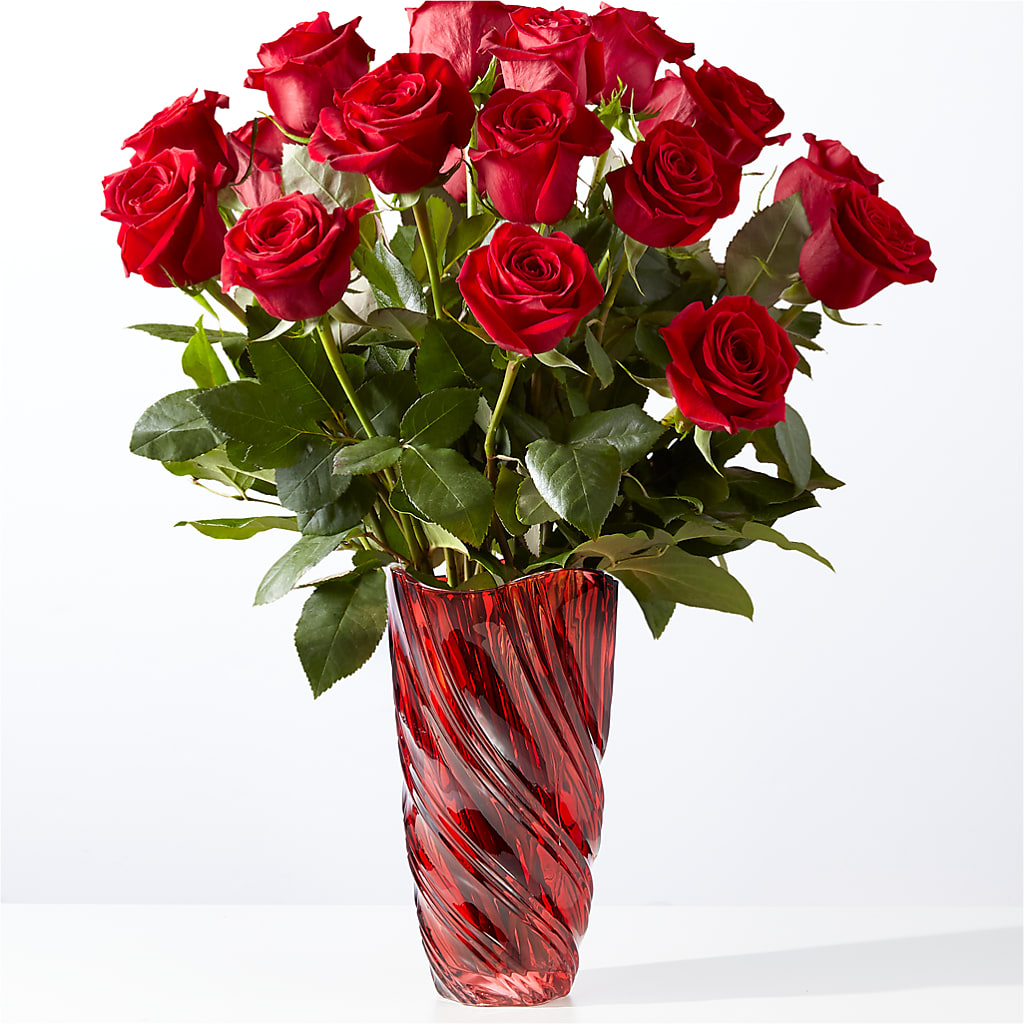 Classic Love Red Rose Bouquet with Luxe Swirl Vase – Designs By Debbie, Cassville MO