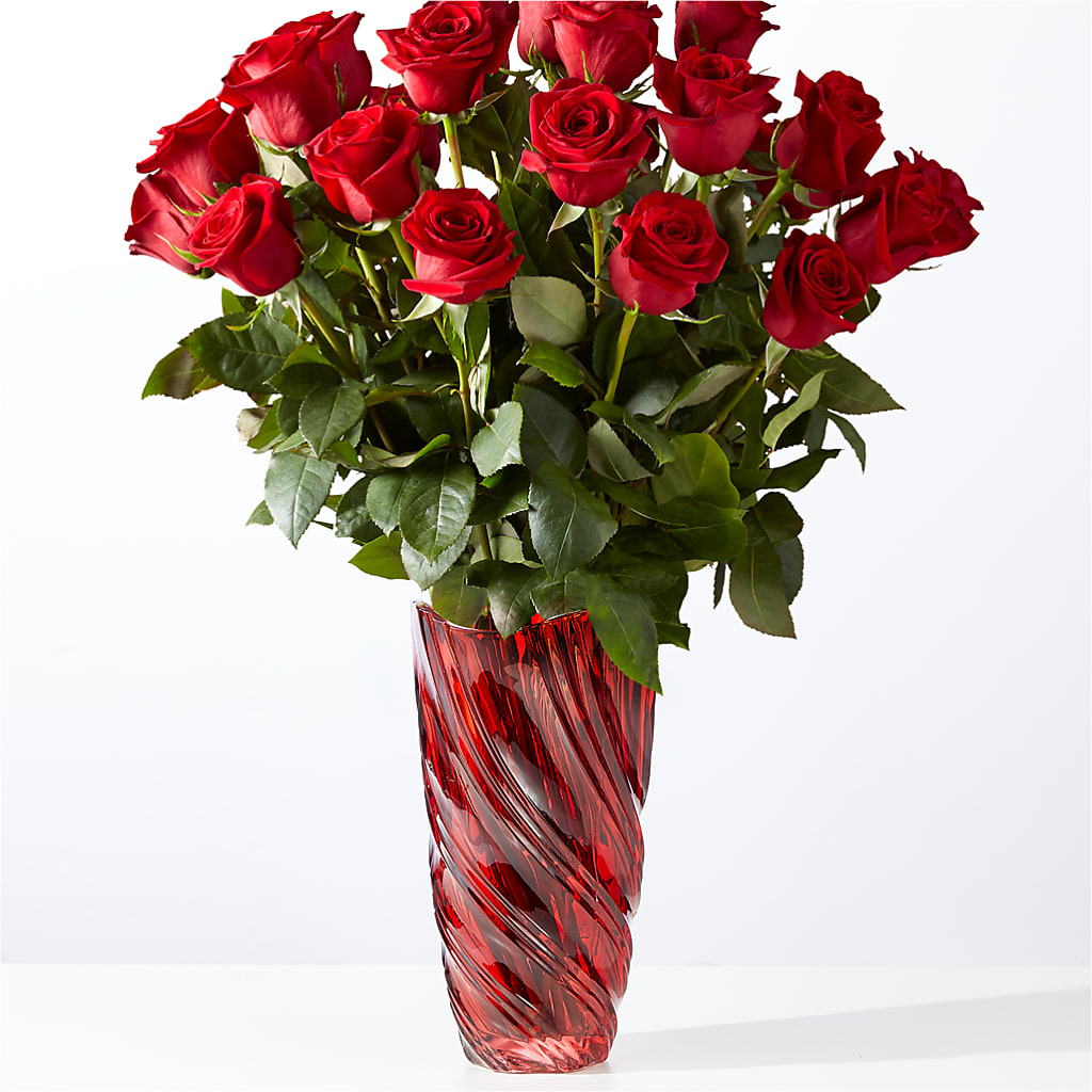 Classic Love Red Rose Bouquet with Luxe Swirl Vase – Designs By Debbie, Cassville MO